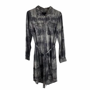 VELVET HEART ADA ROLL TAB SLEEVE SHIRT DRESS  GREY